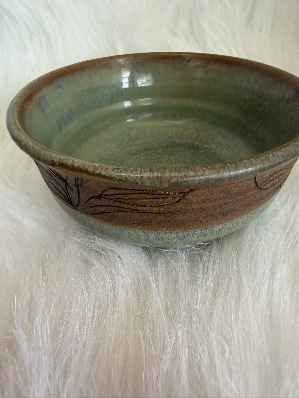 Handcrafted Green and Brown Ceramic Bowl - Artisan Home Art